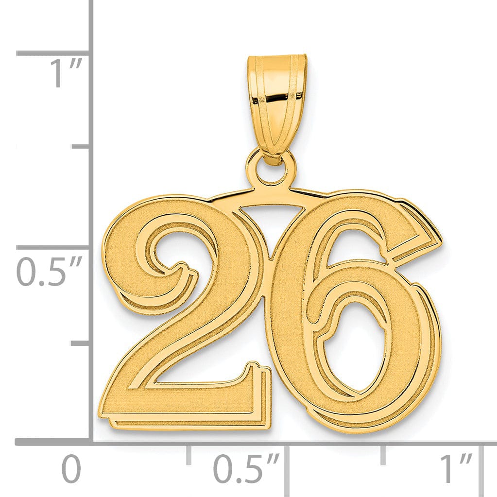 Lovely Rita's Pendants & Charms 14k Yellow Gold Polished Etched Finish Number 26 Charm Pendant