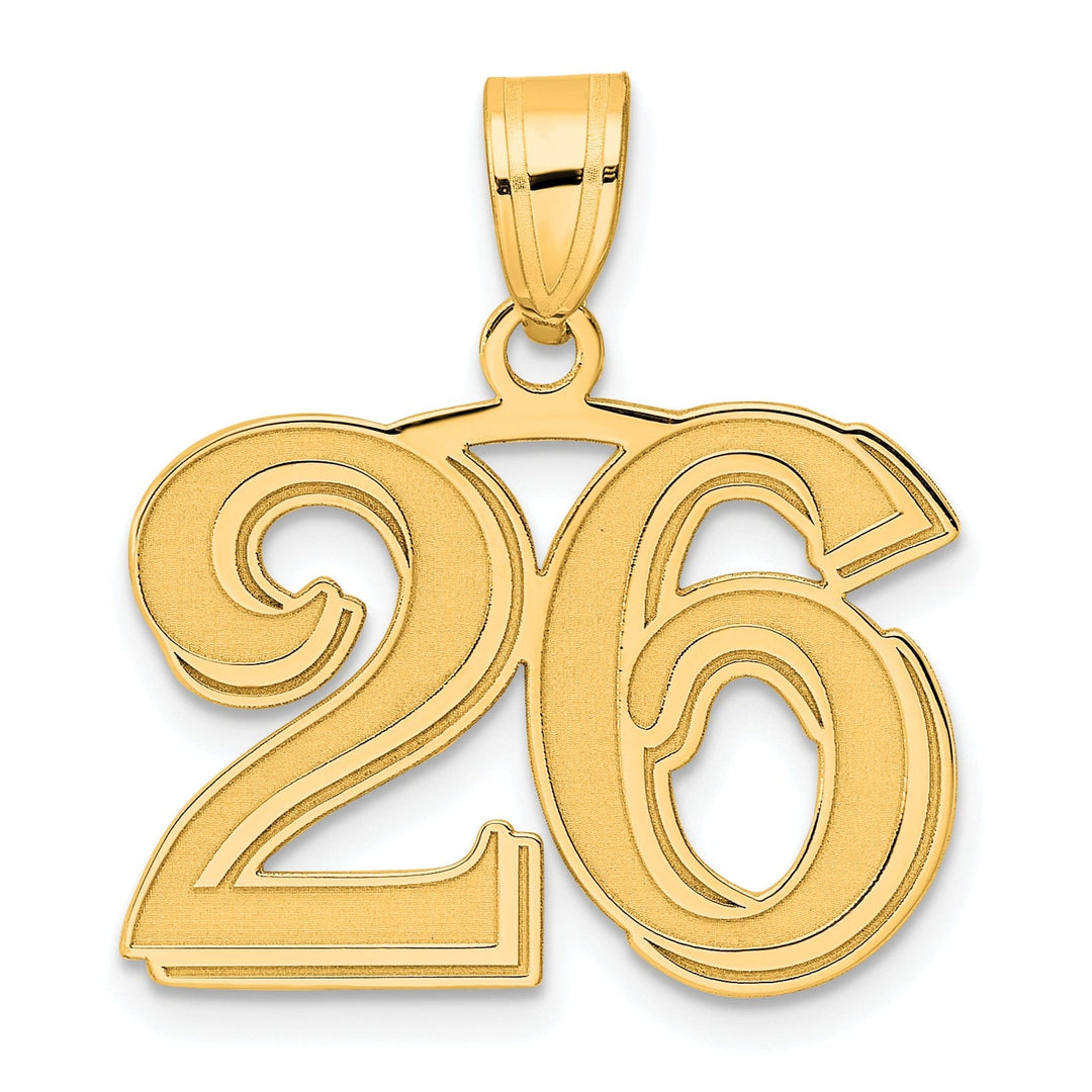 Lovely Rita's Pendants & Charms 14k Yellow Gold Polished Etched Finish Number 26 Charm Pendant