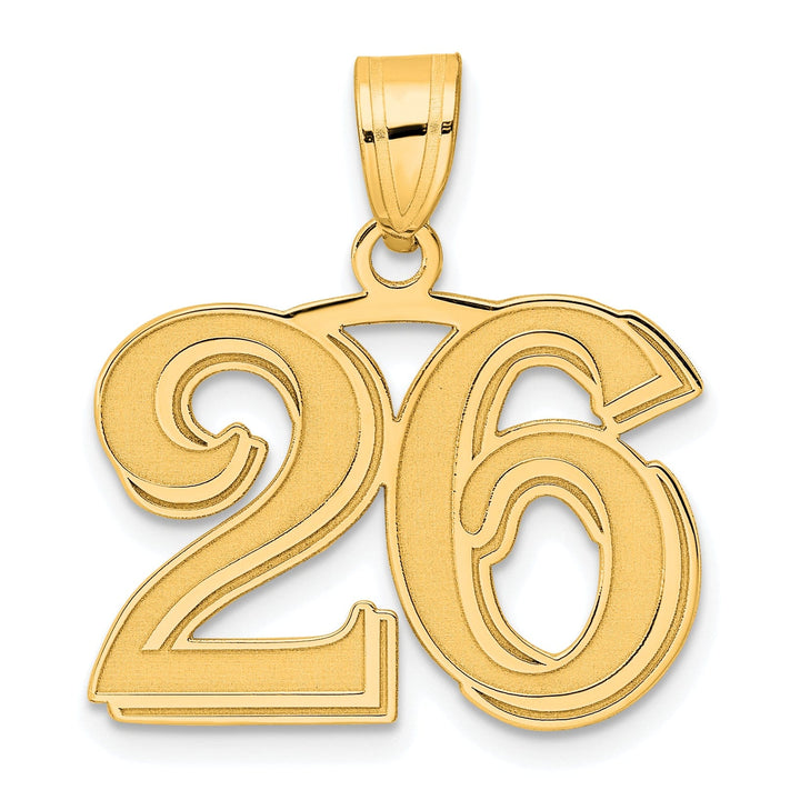 Lovely Rita's Pendants & Charms 14k Yellow Gold Polished Etched Finish Number 26 Charm Pendant