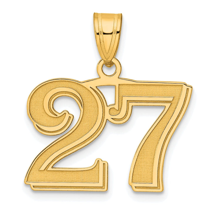Lovely Rita's Pendants & Charms 14k Yellow Gold Polished Etched Finish Number 27 Charm Pendant