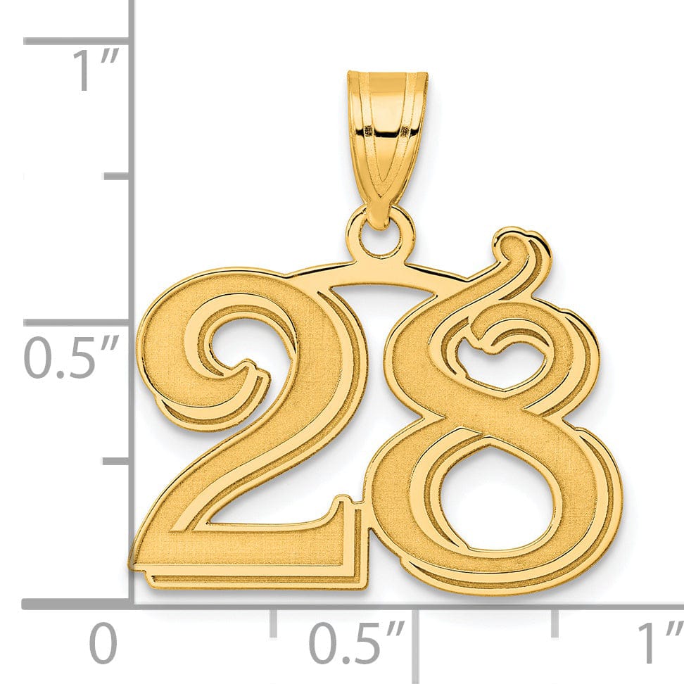 Lovely Rita's Pendants & Charms 14k Yellow Gold Polished Etched Finish Number 28 Charm Pendant