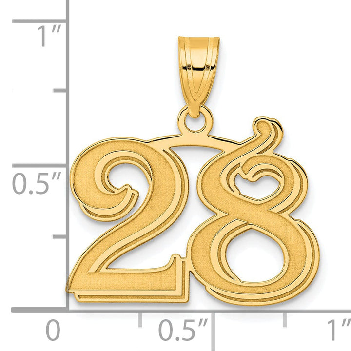 Lovely Rita's Pendants & Charms 14k Yellow Gold Polished Etched Finish Number 28 Charm Pendant
