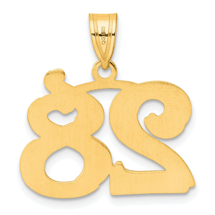 Lovely Rita's Pendants & Charms 14k Yellow Gold Polished Etched Finish Number 28 Charm Pendant