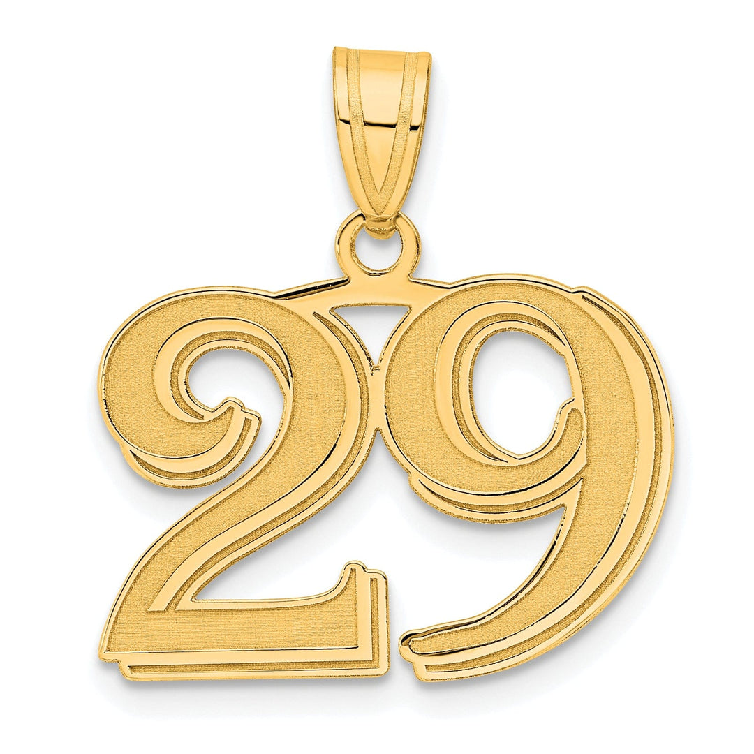 Lovely Rita's Pendants & Charms 14k Yellow Gold Polished Etched Finish Number 29 Charm Pendant