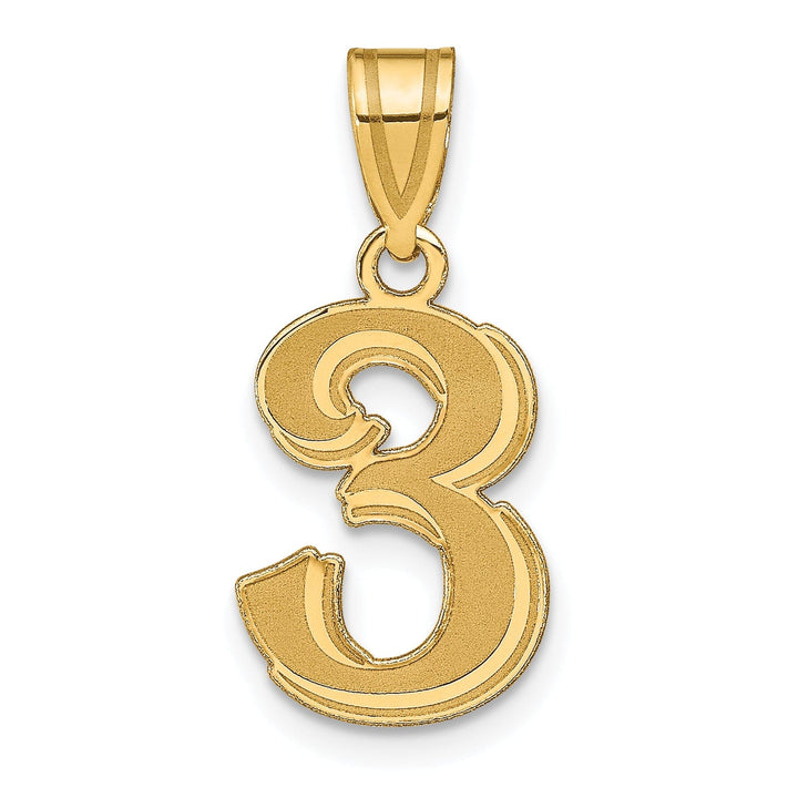 Lovely Rita's Pendants & Charms 14k Yellow Gold Polished Etched Finish Number 3 Charm Pendant