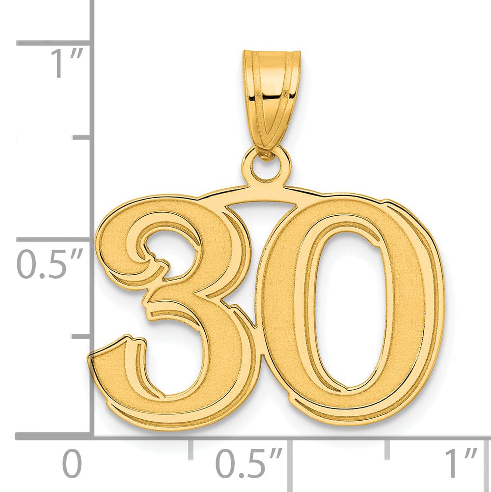 Lovely Rita's Pendants & Charms 14k Yellow Gold Polished Etched Finish Number 30 Charm Pendant