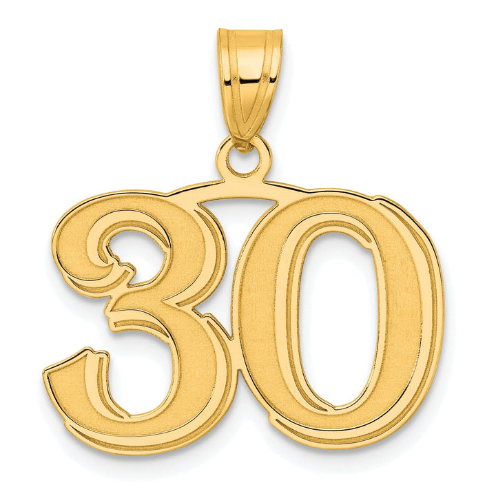 Lovely Rita's Pendants & Charms 14k Yellow Gold Polished Etched Finish Number 30 Charm Pendant