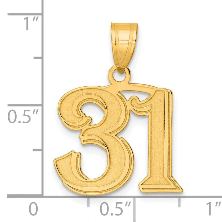Lovely Rita's Pendants & Charms 14k Yellow Gold Polished Etched Finish Number 31 Charm Pendant