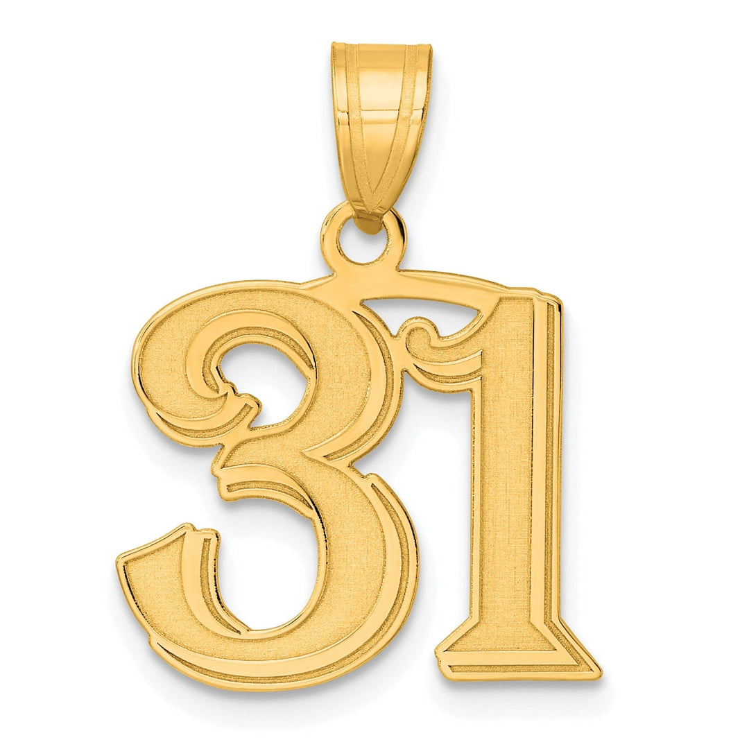Lovely Rita's Pendants & Charms 14k Yellow Gold Polished Etched Finish Number 31 Charm Pendant