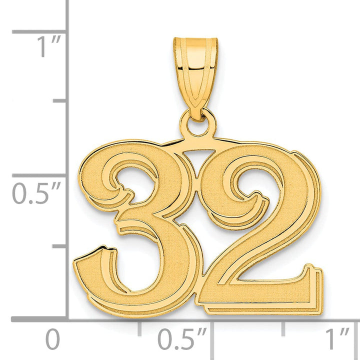 Lovely Rita's Pendants & Charms 14k Yellow Gold Polished Etched Finish Number 32 Charm Pendant