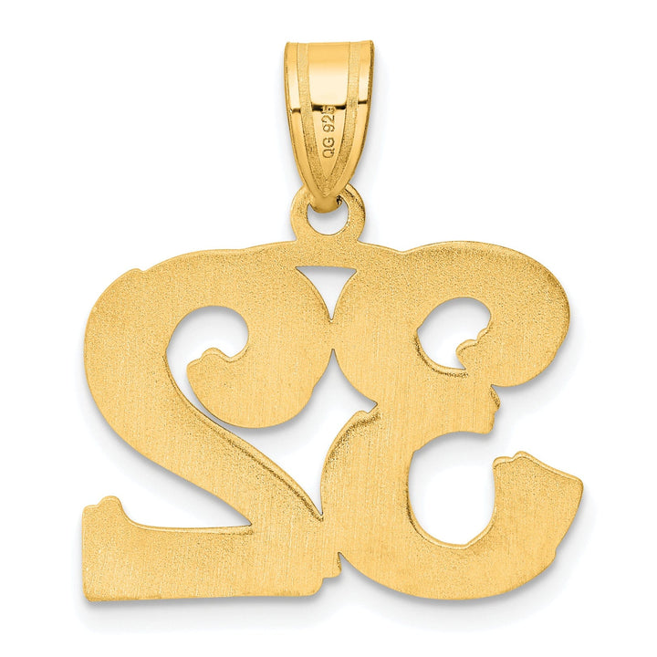 Lovely Rita's Pendants & Charms 14k Yellow Gold Polished Etched Finish Number 32 Charm Pendant