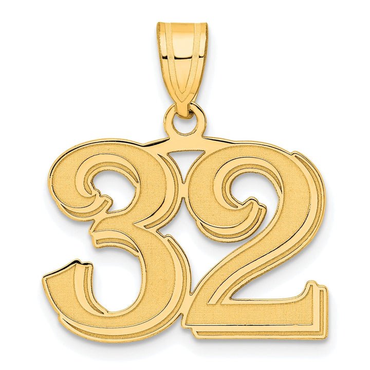 Lovely Rita's Pendants & Charms 14k Yellow Gold Polished Etched Finish Number 32 Charm Pendant