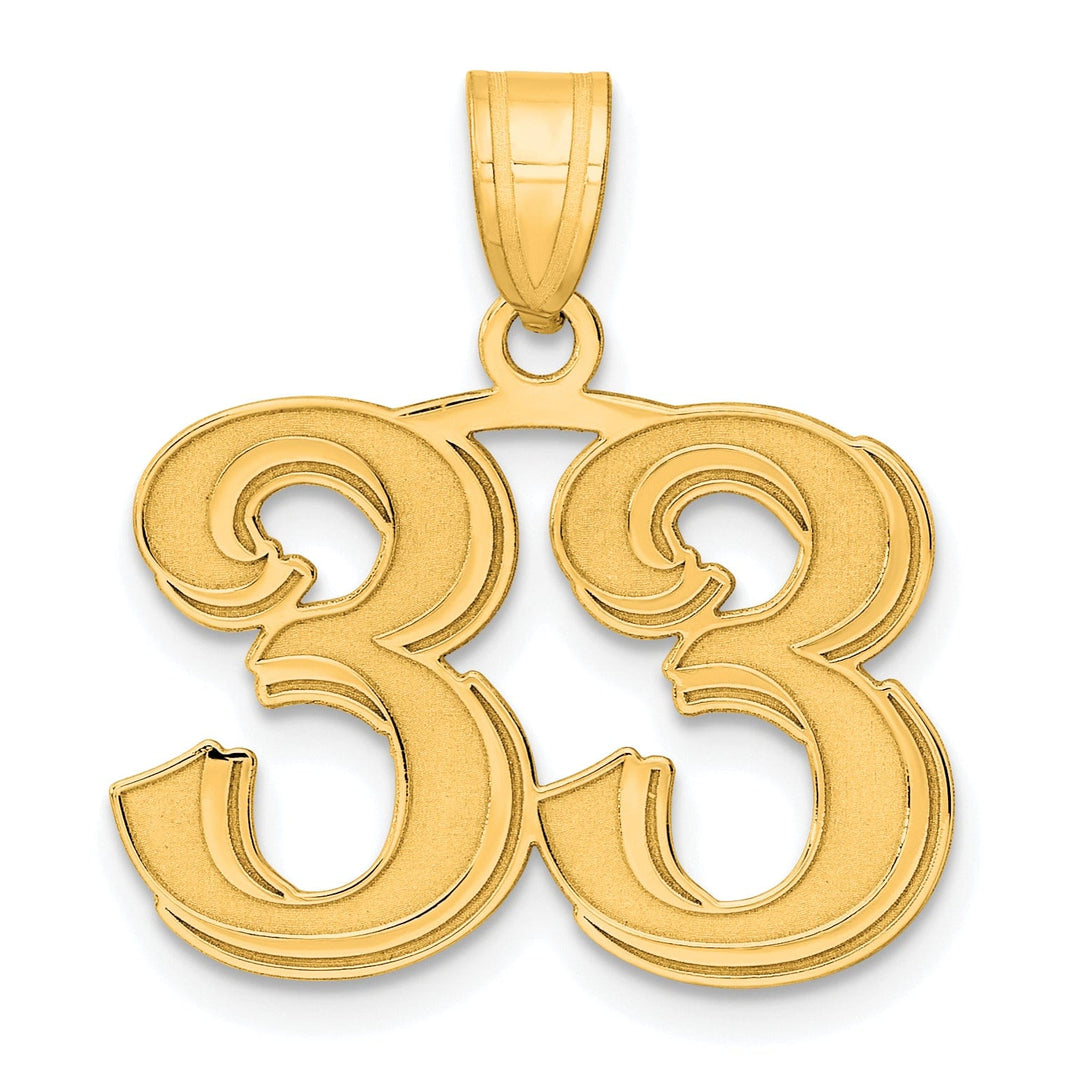 Lovely Rita's Pendants & Charms 14k Yellow Gold Polished Etched Finish Number 33 Charm Pendant