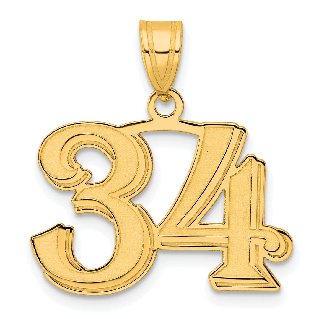 Lovely Rita's Pendants & Charms 14k Yellow Gold Polished Etched Finish Number 34 Charm Pendant