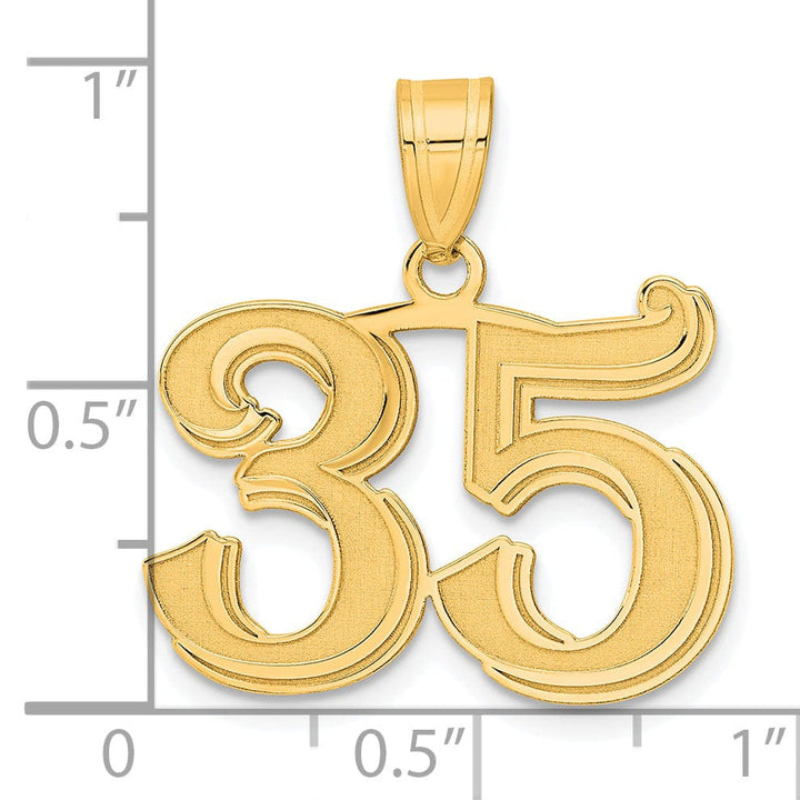 Lovely Rita's Pendants & Charms 14k Yellow Gold Polished Etched Finish Number 35 Charm Pendant