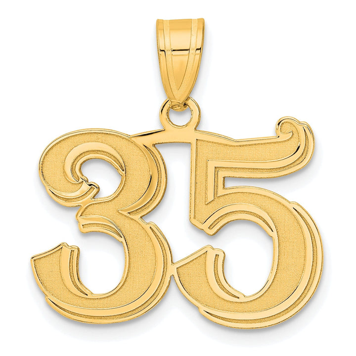 Lovely Rita's Pendants & Charms 14k Yellow Gold Polished Etched Finish Number 35 Charm Pendant