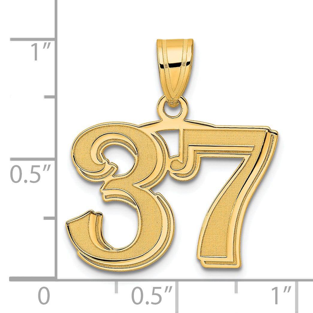 Lovely Rita's Pendants & Charms 14k Yellow Gold Polished Etched Finish Number 37 Charm Pendant