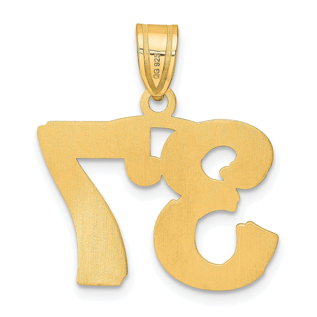 Lovely Rita's Pendants & Charms 14k Yellow Gold Polished Etched Finish Number 37 Charm Pendant