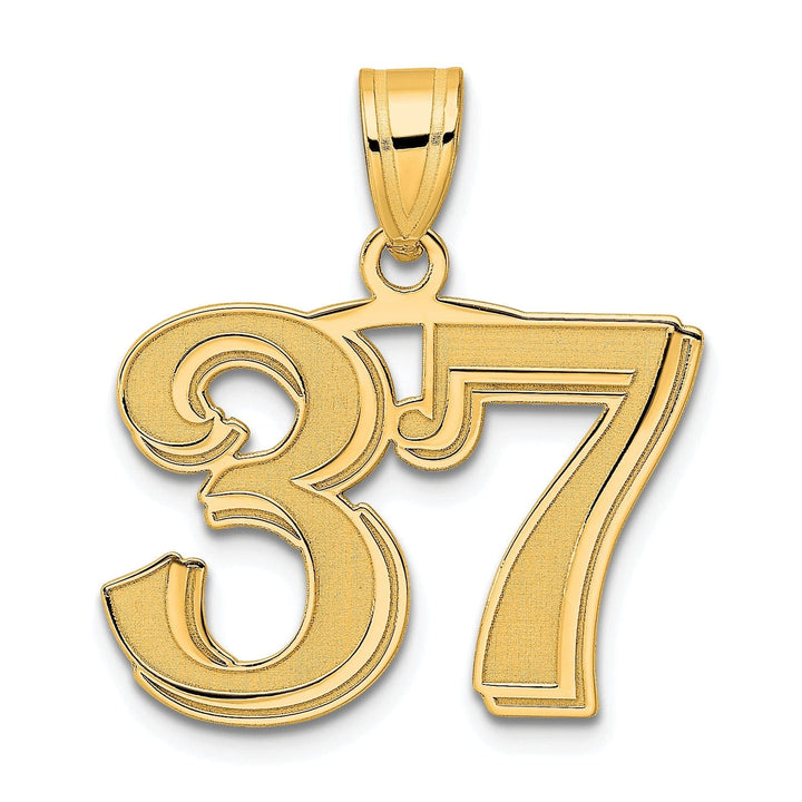 Lovely Rita's Pendants & Charms 14k Yellow Gold Polished Etched Finish Number 37 Charm Pendant