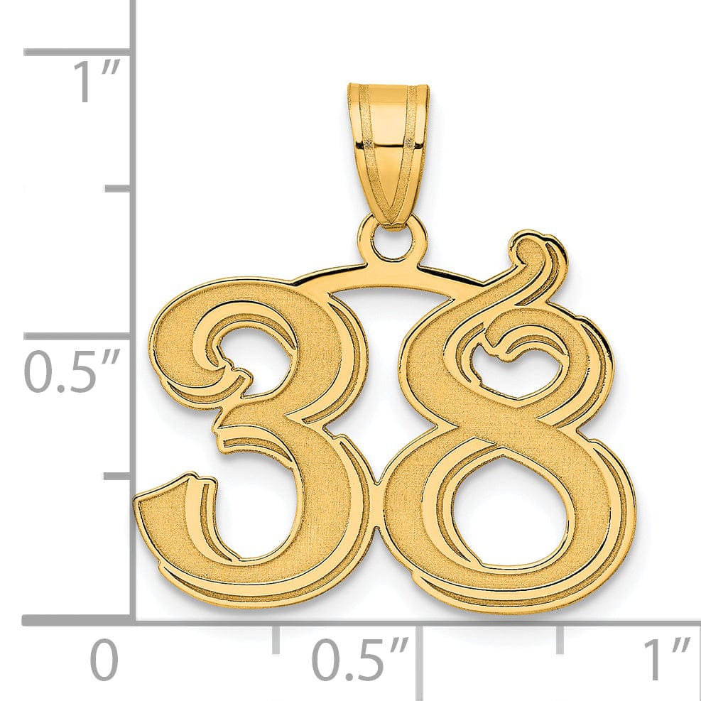 Lovely Rita's Pendants & Charms 14k Yellow Gold Polished Etched Finish Number 38 Charm Pendant