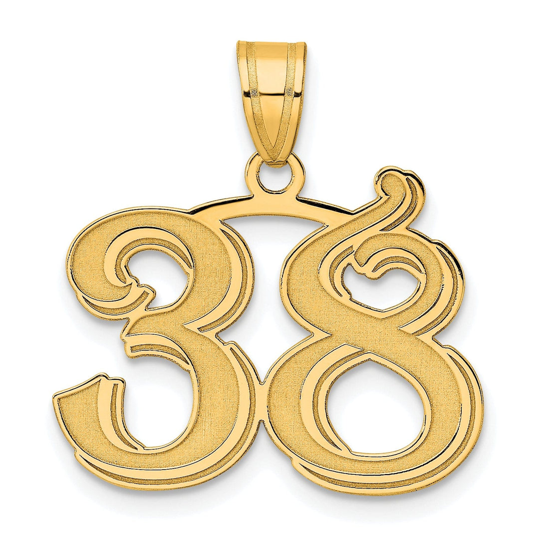 Lovely Rita's Pendants & Charms 14k Yellow Gold Polished Etched Finish Number 38 Charm Pendant
