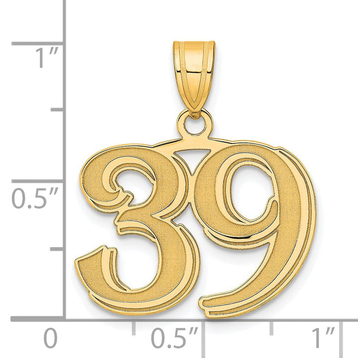 Lovely Rita's Pendants & Charms 14k Yellow Gold Polished Etched Finish Number 39 Charm Pendant