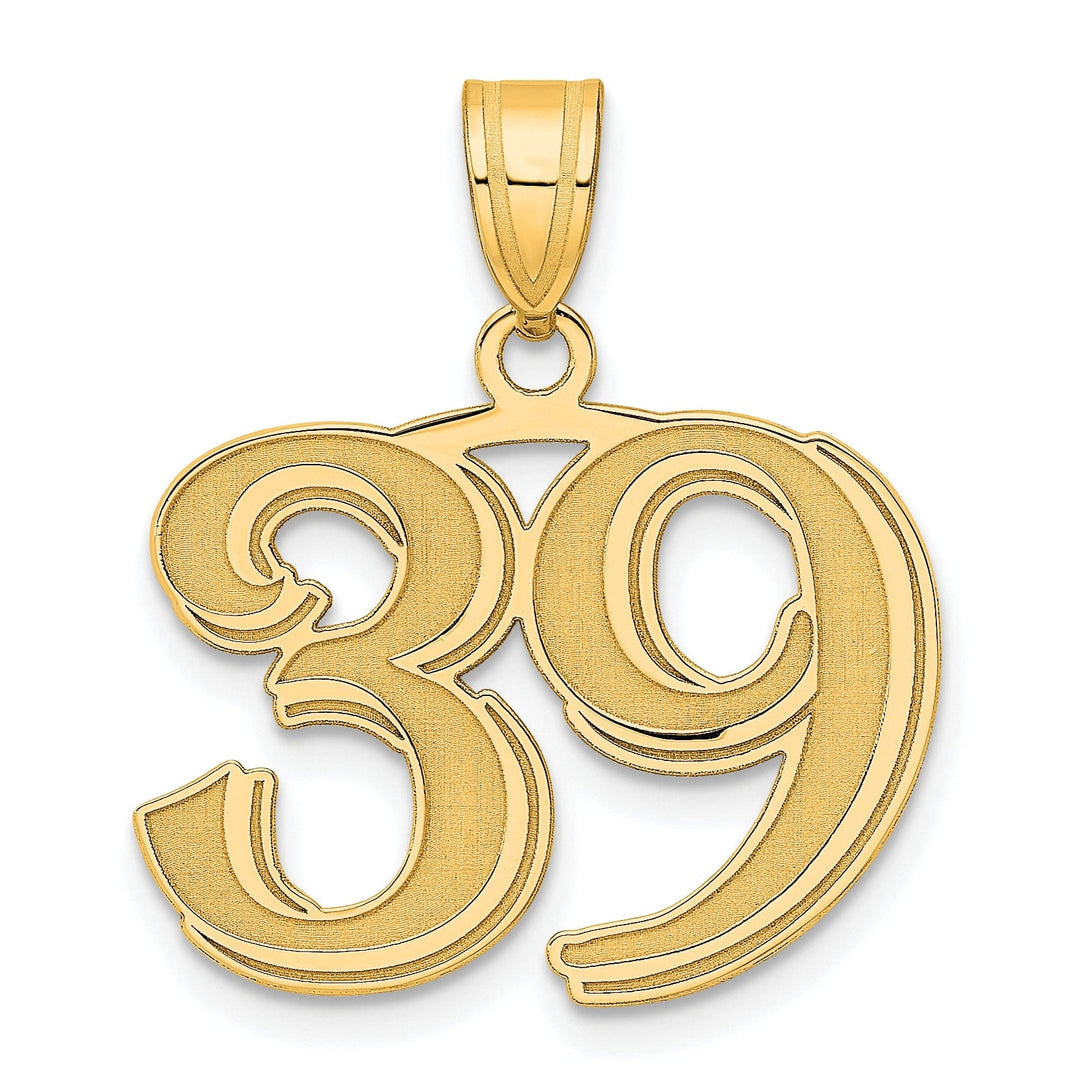 Lovely Rita's Pendants & Charms 14k Yellow Gold Polished Etched Finish Number 39 Charm Pendant