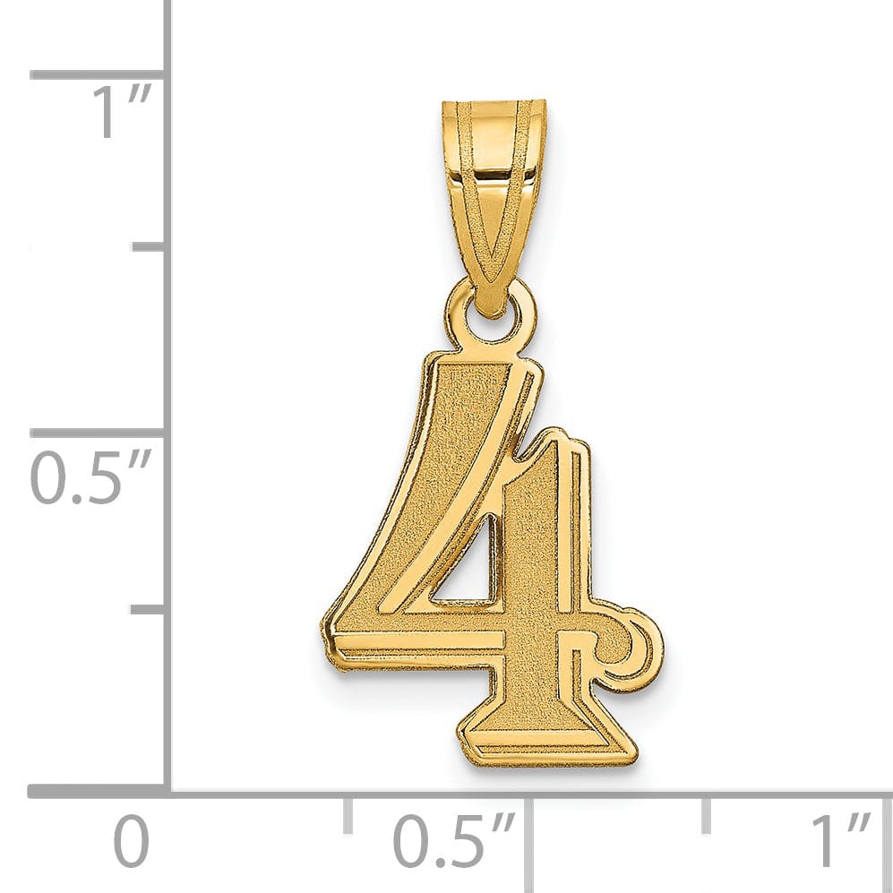 Lovely Rita's Pendants & Charms 14k Yellow Gold Polished Etched Finish Number 4 Charm Pendant