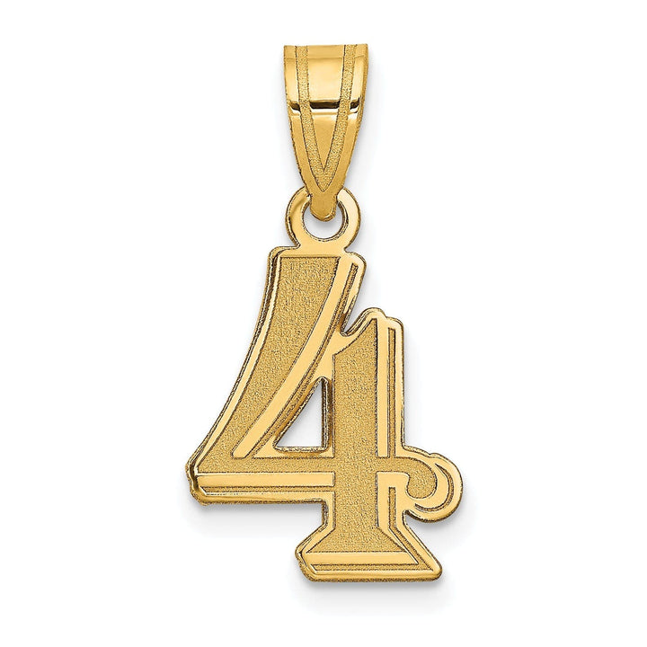 Lovely Rita's Pendants & Charms 14k Yellow Gold Polished Etched Finish Number 4 Charm Pendant