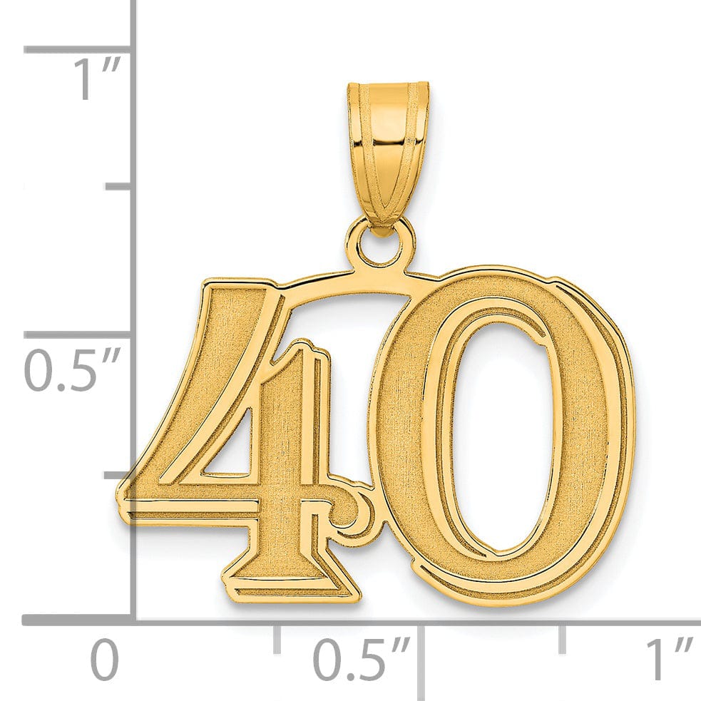 Lovely Rita's Pendants & Charms 14k Yellow Gold Polished Etched Finish Number 40 Charm Pendant