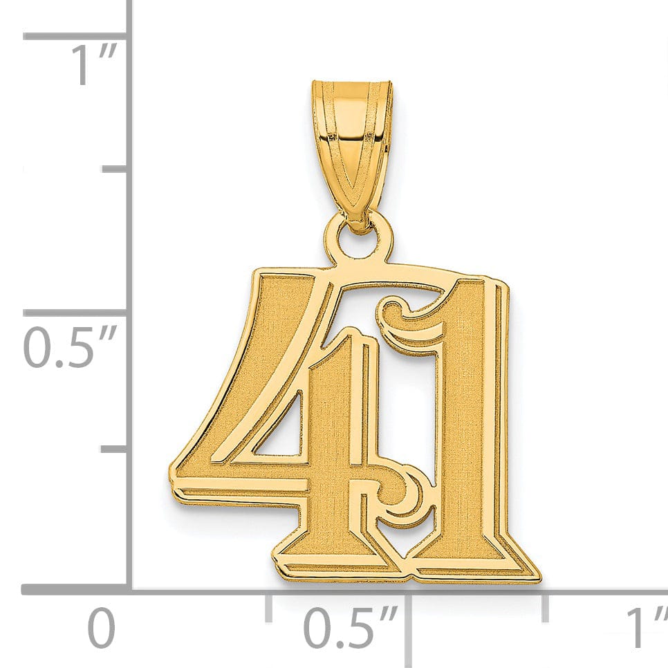 Lovely Rita's Pendants & Charms 14k Yellow Gold Polished Etched Finish Number 41 Charm Pendant