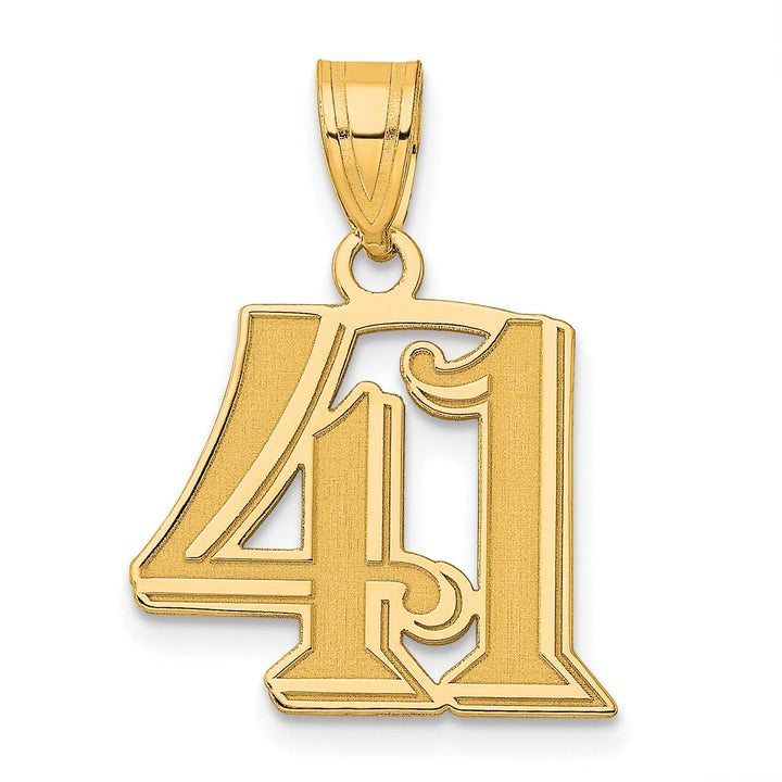 Lovely Rita's Pendants & Charms 14k Yellow Gold Polished Etched Finish Number 41 Charm Pendant