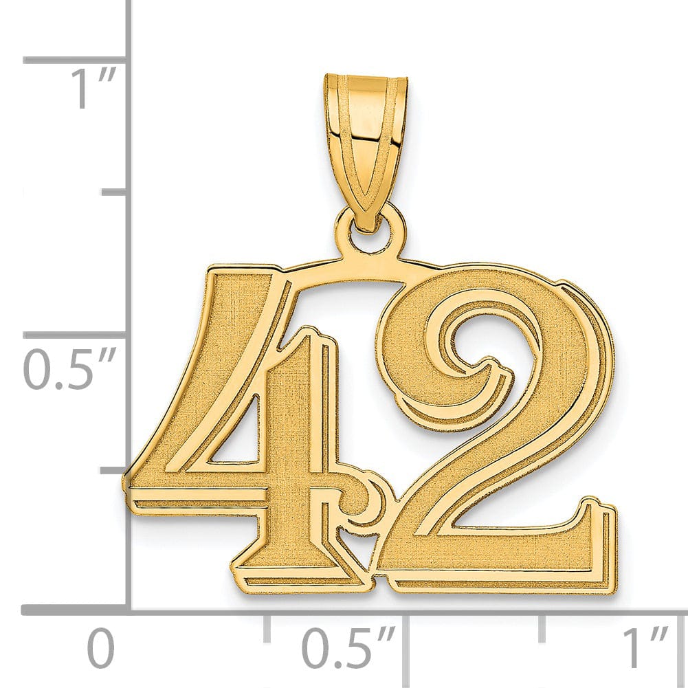 Lovely Rita's Pendants & Charms 14k Yellow Gold Polished Etched Finish Number 42 Charm Pendant