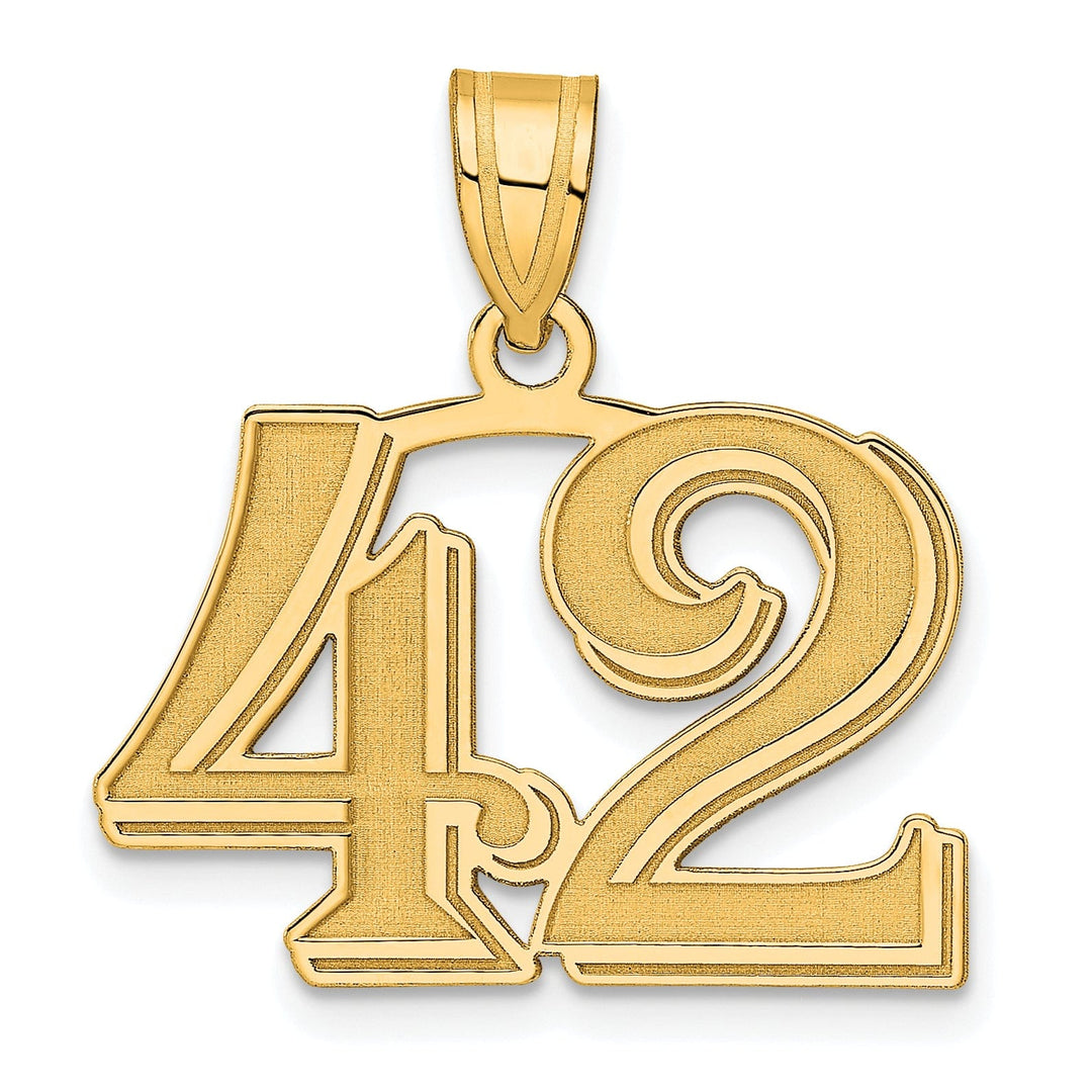Lovely Rita's Pendants & Charms 14k Yellow Gold Polished Etched Finish Number 42 Charm Pendant
