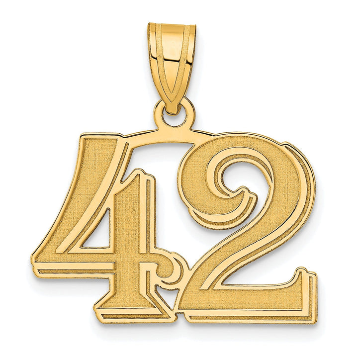 Lovely Rita's Pendants & Charms 14k Yellow Gold Polished Etched Finish Number 42 Charm Pendant