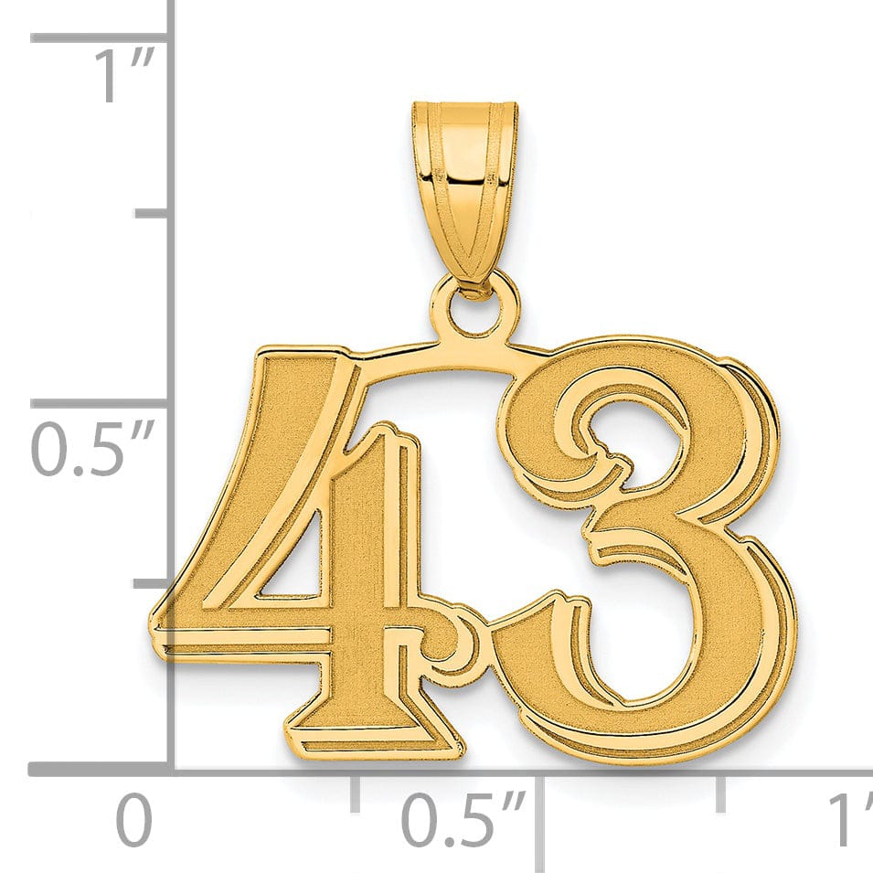 Lovely Rita's Pendants & Charms 14k Yellow Gold Polished Etched Finish Number 43 Charm Pendant