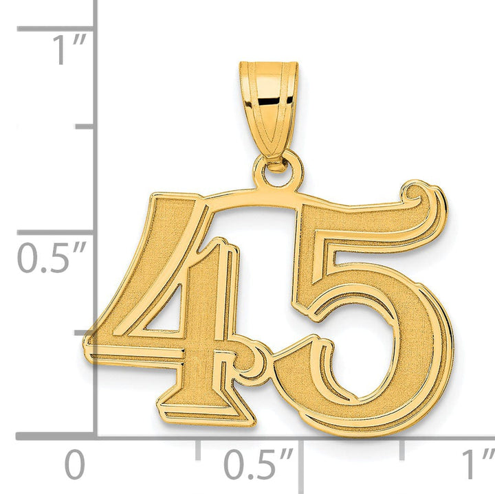 Lovely Rita's Pendants & Charms 14k Yellow Gold Polished Etched Finish Number 45 Charm Pendant