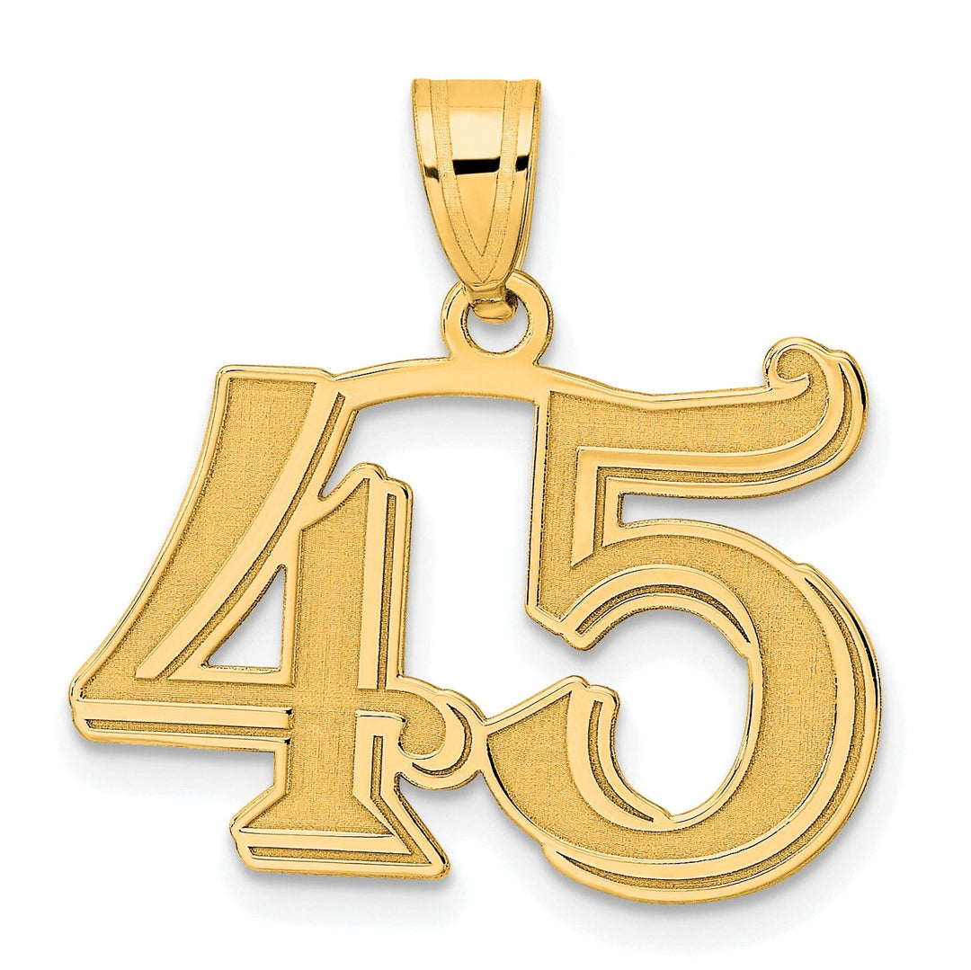 Lovely Rita's Pendants & Charms 14k Yellow Gold Polished Etched Finish Number 45 Charm Pendant