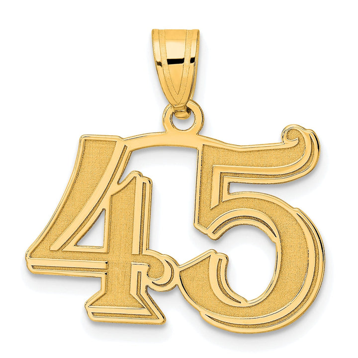 Lovely Rita's Pendants & Charms 14k Yellow Gold Polished Etched Finish Number 45 Charm Pendant