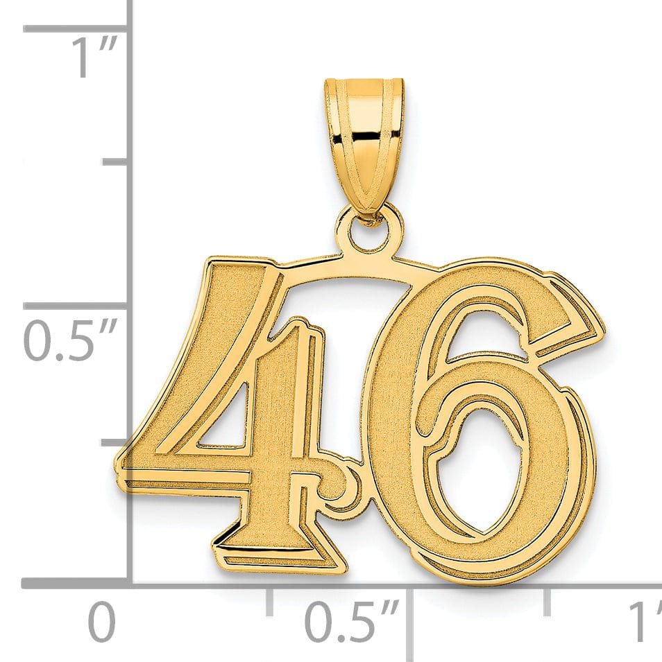 Lovely Rita's Pendants & Charms 14k Yellow Gold Polished Etched Finish Number 46 Charm Pendant