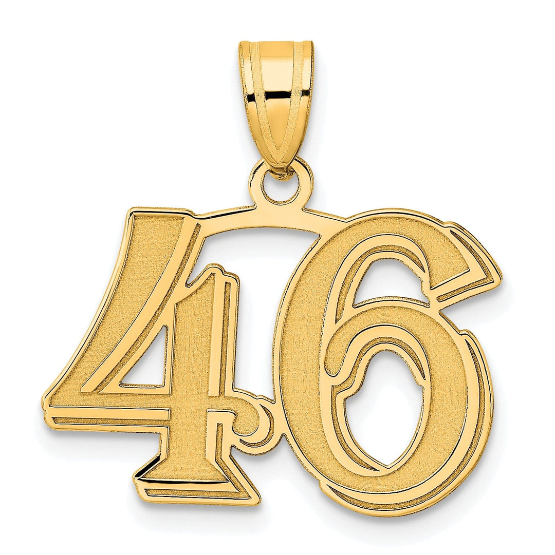 Lovely Rita's Pendants & Charms 14k Yellow Gold Polished Etched Finish Number 46 Charm Pendant