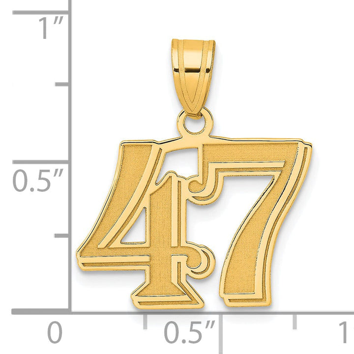 Lovely Rita's Pendants & Charms 14k Yellow Gold Polished Etched Finish Number 47 Charm Pendant