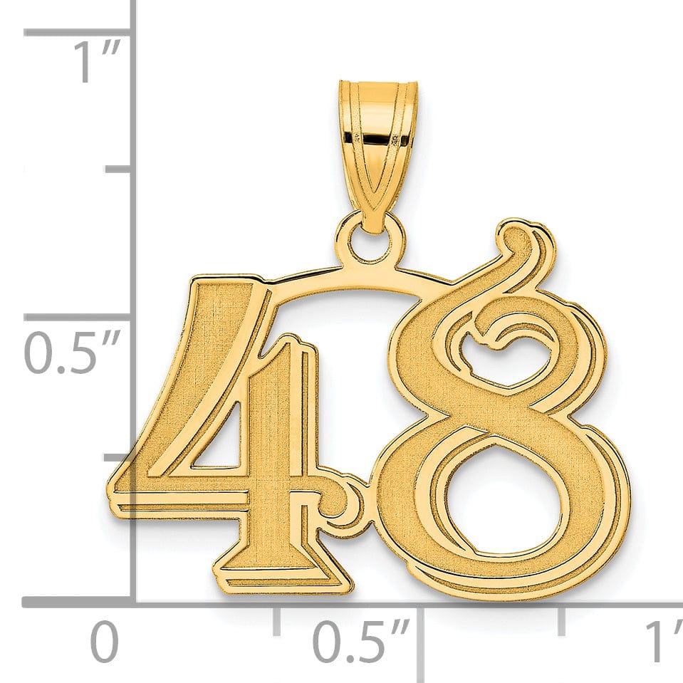 Lovely Rita's Pendants & Charms 14k Yellow Gold Polished Etched Finish Number 48 Charm Pendant