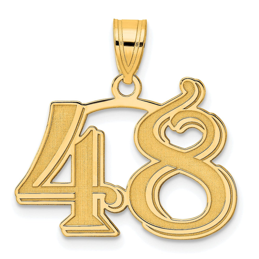 Lovely Rita's Pendants & Charms 14k Yellow Gold Polished Etched Finish Number 48 Charm Pendant