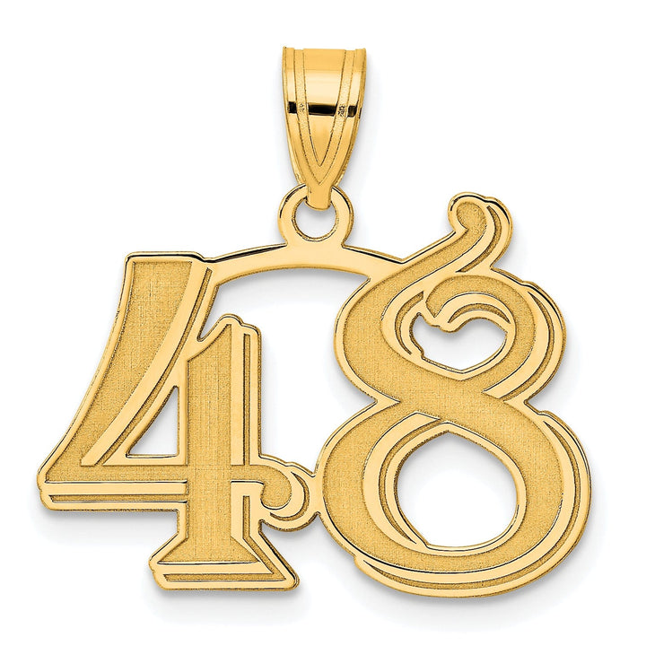 Lovely Rita's Pendants & Charms 14k Yellow Gold Polished Etched Finish Number 48 Charm Pendant