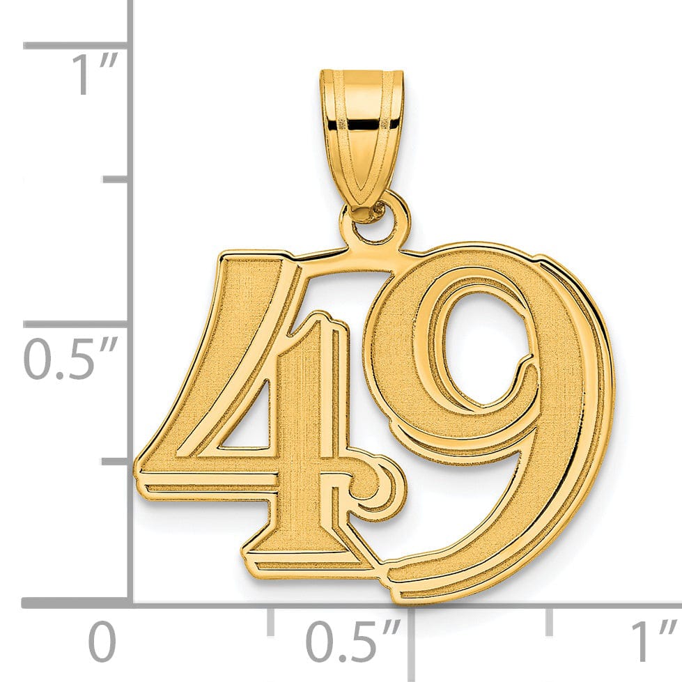 Lovely Rita's Pendants & Charms 14k Yellow Gold Polished Etched Finish Number 49 Charm Pendant