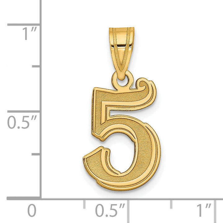 Lovely Rita's Pendants & Charms 14k Yellow Gold Polished Etched Finish Number 5 Charm Pendant