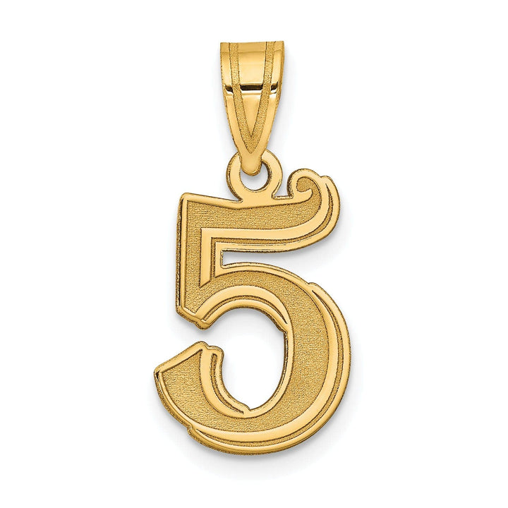 Lovely Rita's Pendants & Charms 14k Yellow Gold Polished Etched Finish Number 5 Charm Pendant