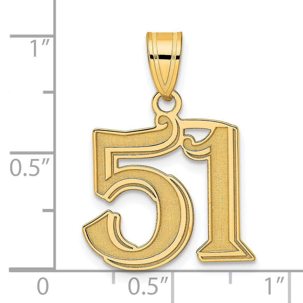 Lovely Rita's Pendants & Charms 14k Yellow Gold Polished Etched Finish Number 51 Charm Pendant