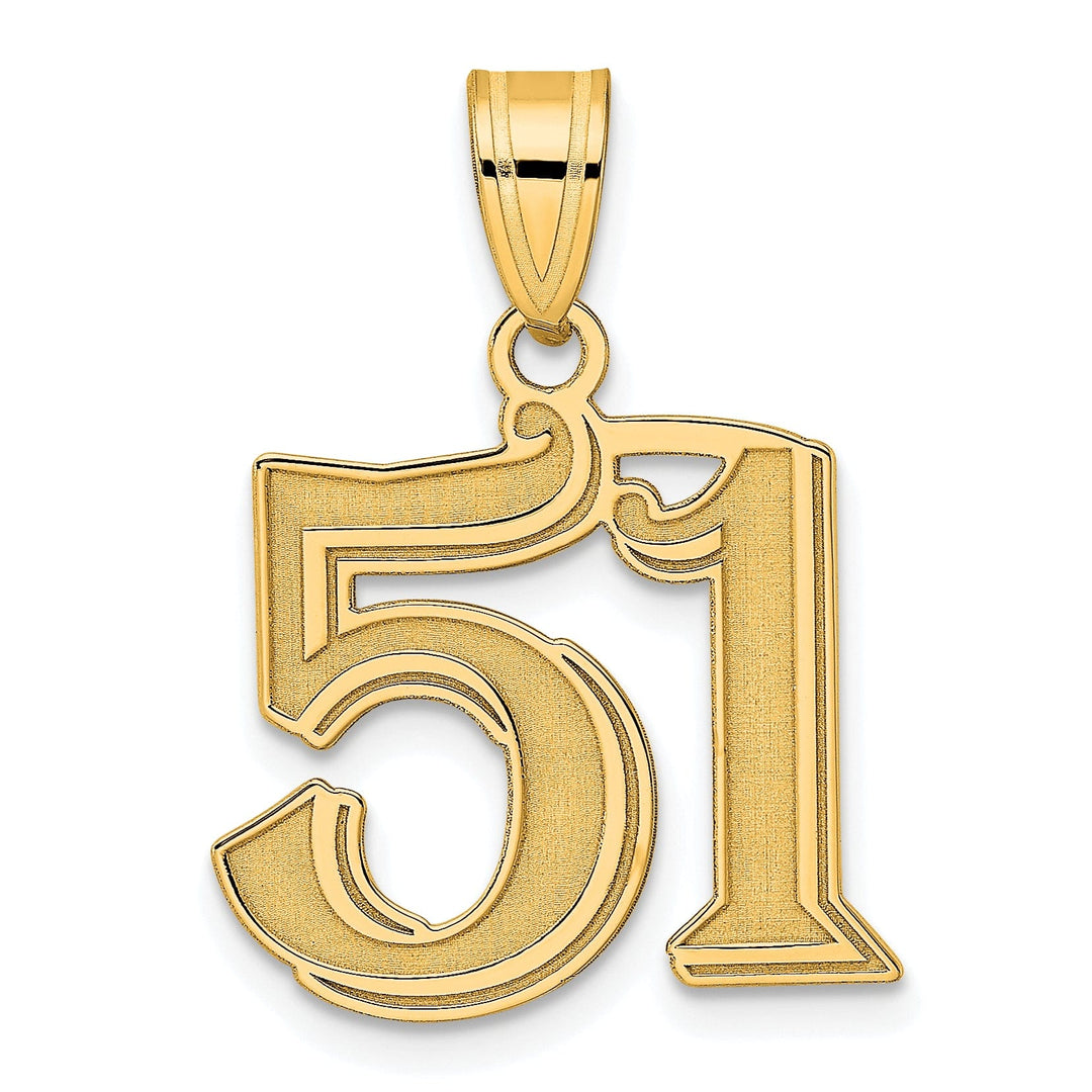 Lovely Rita's Pendants & Charms 14k Yellow Gold Polished Etched Finish Number 51 Charm Pendant